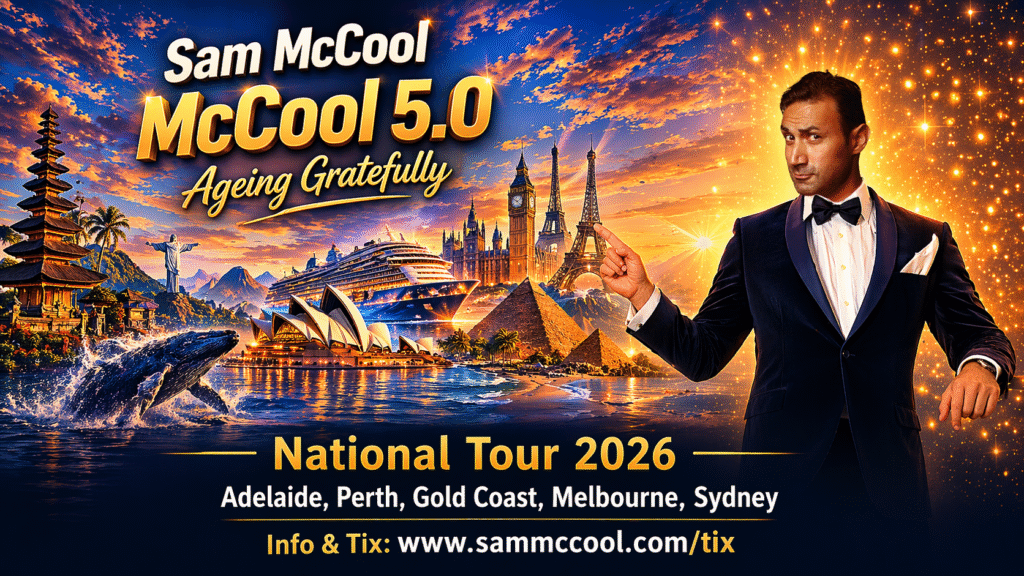 Official poster for Sam McCool's national comedy tour